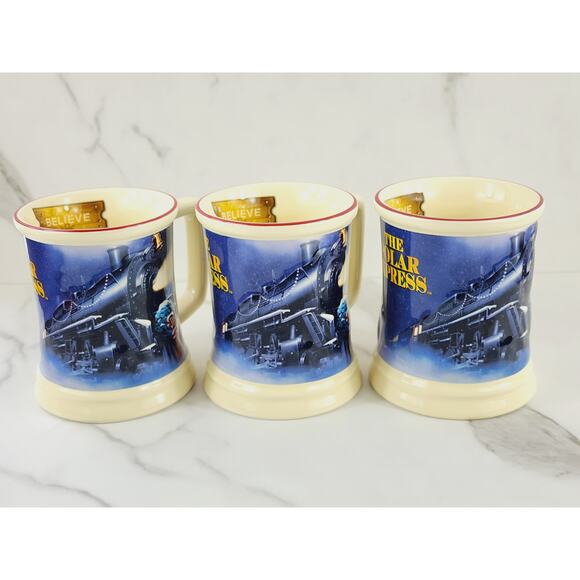 The Polar Express Coffee Mug Tea Cup 16oz Christmas 4 1/4" Warner Bros 3D x3 - Picture 8 of 16